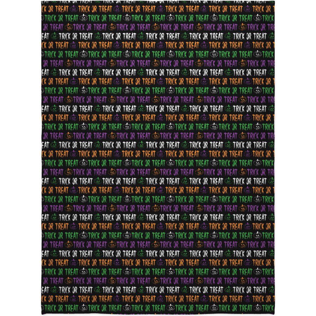 Trick or Treat Halloween Typography - Multi Blanket, Plush Fleece, 60x80, Multicolor