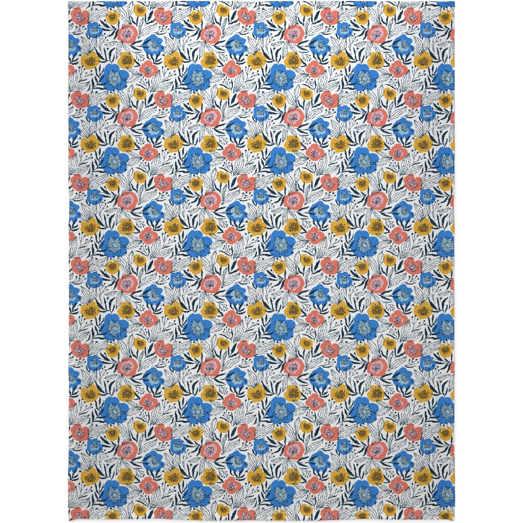 Colorful Flowers - Multi Blanket, Plush Fleece, 60x80, Multicolor