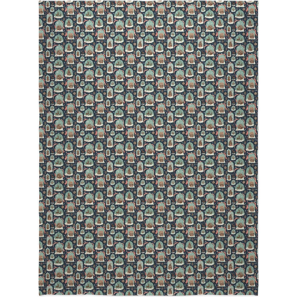 Christmas Gingerbread Village - Blue Blanket, Plush Fleece, 60x80, Multicolor