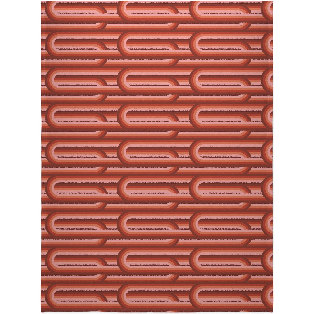 Retro Road - Mauve Multi Blanket, Plush Fleece, 60x80, Red, Red