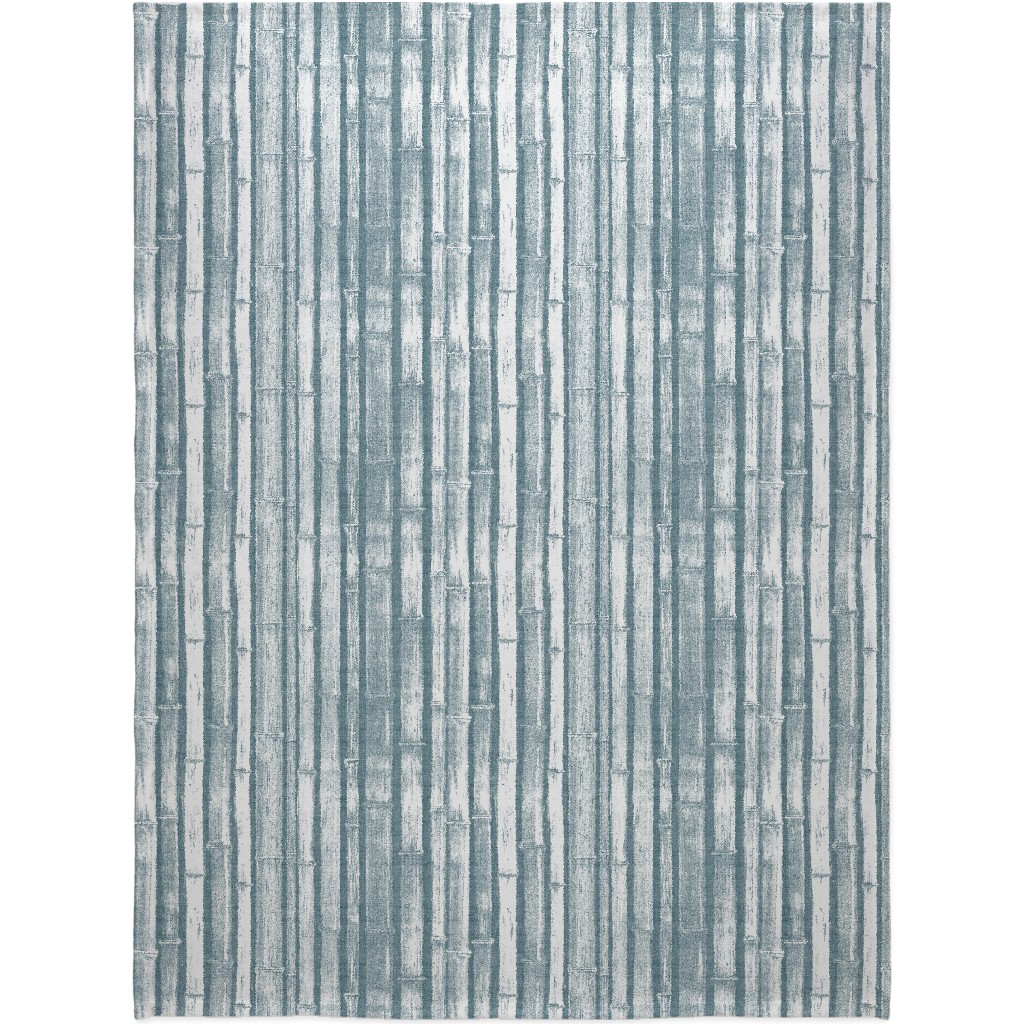 Bamboo - Grey Blanket, Plush Fleece, 60x80, Blue, True Blue