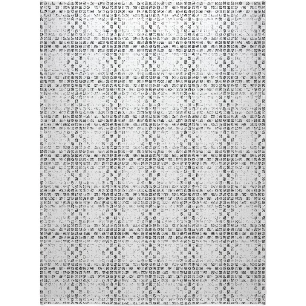 Mudcloth Basket Weave - Black on White Blanket, Plush Fleece, 60x80, White, White