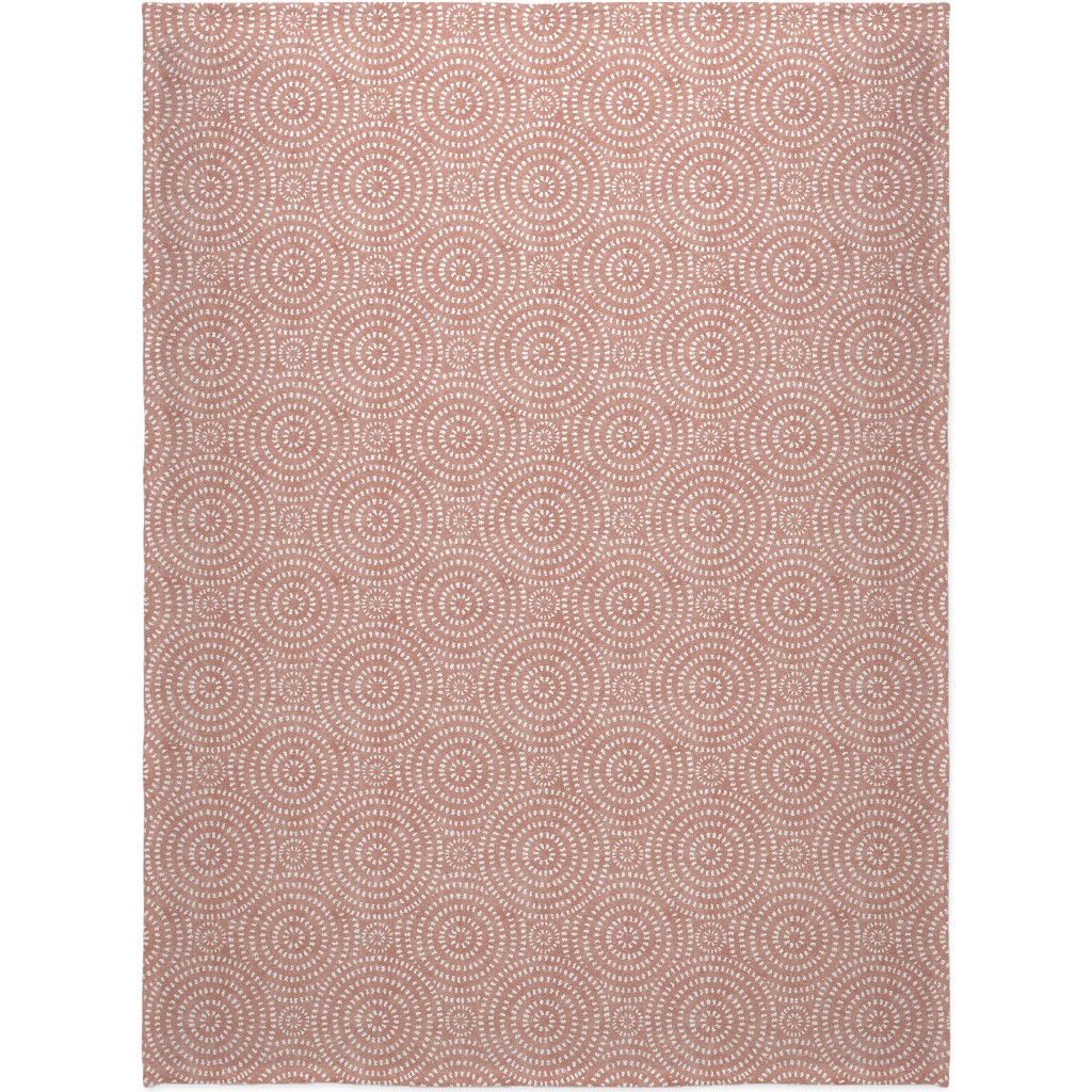 Bohemian Tiles - Circular - Pink Blanket, Plush Fleece, 60x80, Pink
