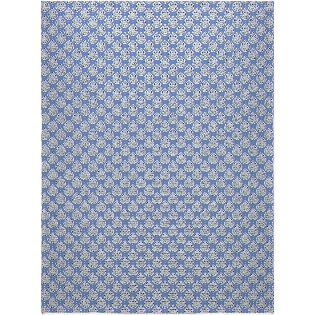 Conway Paisley - Cobalt and Navy Blanket, Sherpa, 60x80, Blue, True Blue