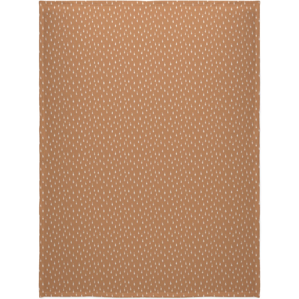 Christmas Trees on Pine Needle Blanket, Sherpa, 60x80, Orange, Pueblo