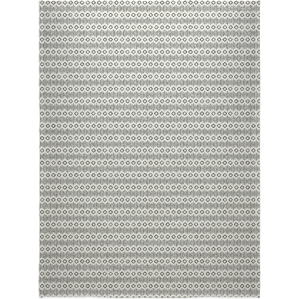 Diamond Fall - Mud Cloth - Onyx on Bone - Mudcloth Farmhouse Tribal - Lad19bs Blanket, Sherpa, 60x80, Beige