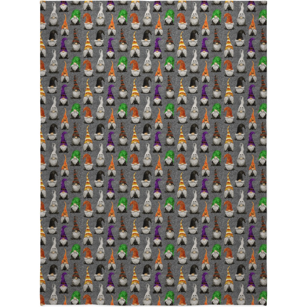 Halloween Gnomes - Grey Blanket, Sherpa, 60x80, Multicolor