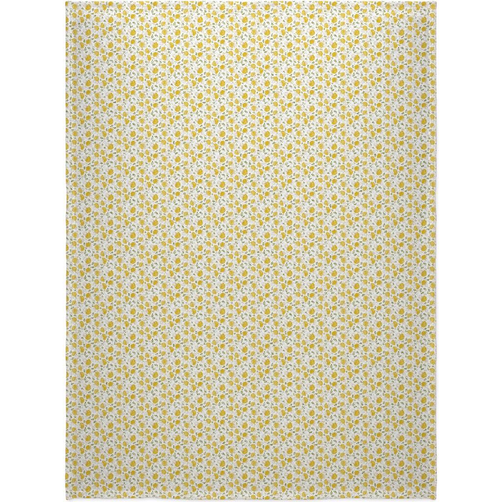 the Happiest Little Mushrooms - Yellow Blanket, Sherpa, 60x80, Yellow