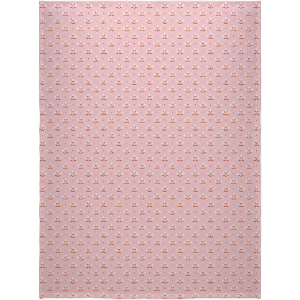 Thistle Stars - Pink and Orange Blanket, Sherpa, 60x80, Pink