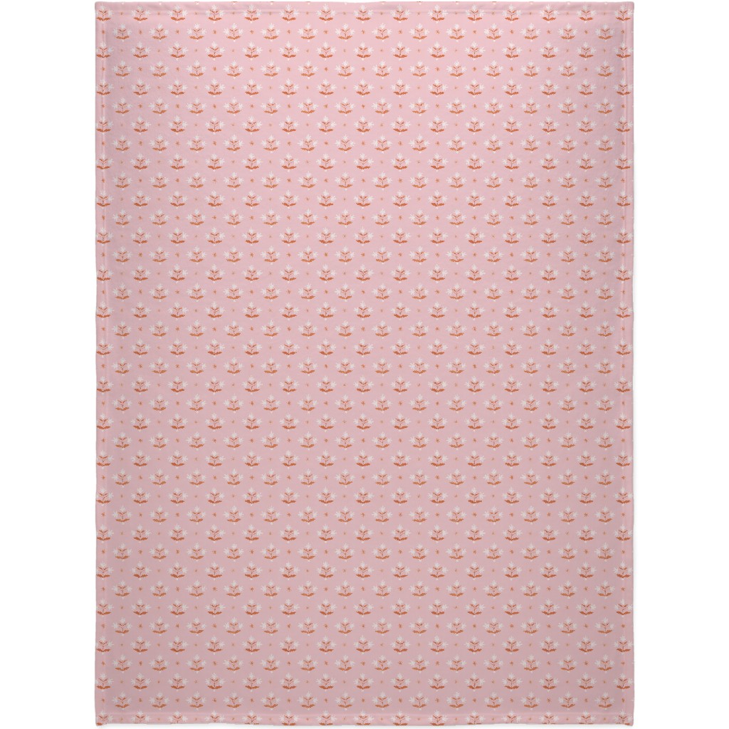 Thistle Stars - Pink and Orange Blanket, Sherpa, 60x80, Pink, Bright Pink
