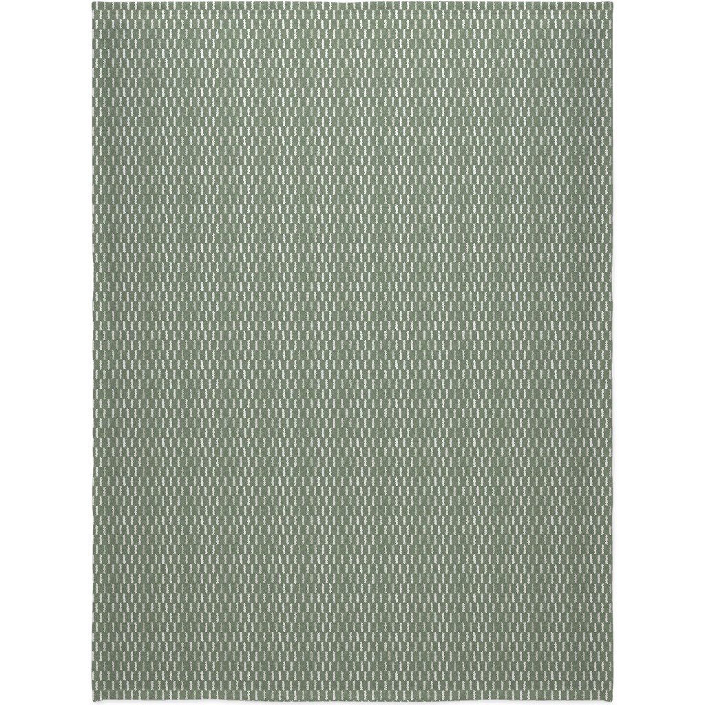 Block Print Dash - Sage Blanket, Sherpa, 60x80, Green, Classic Green