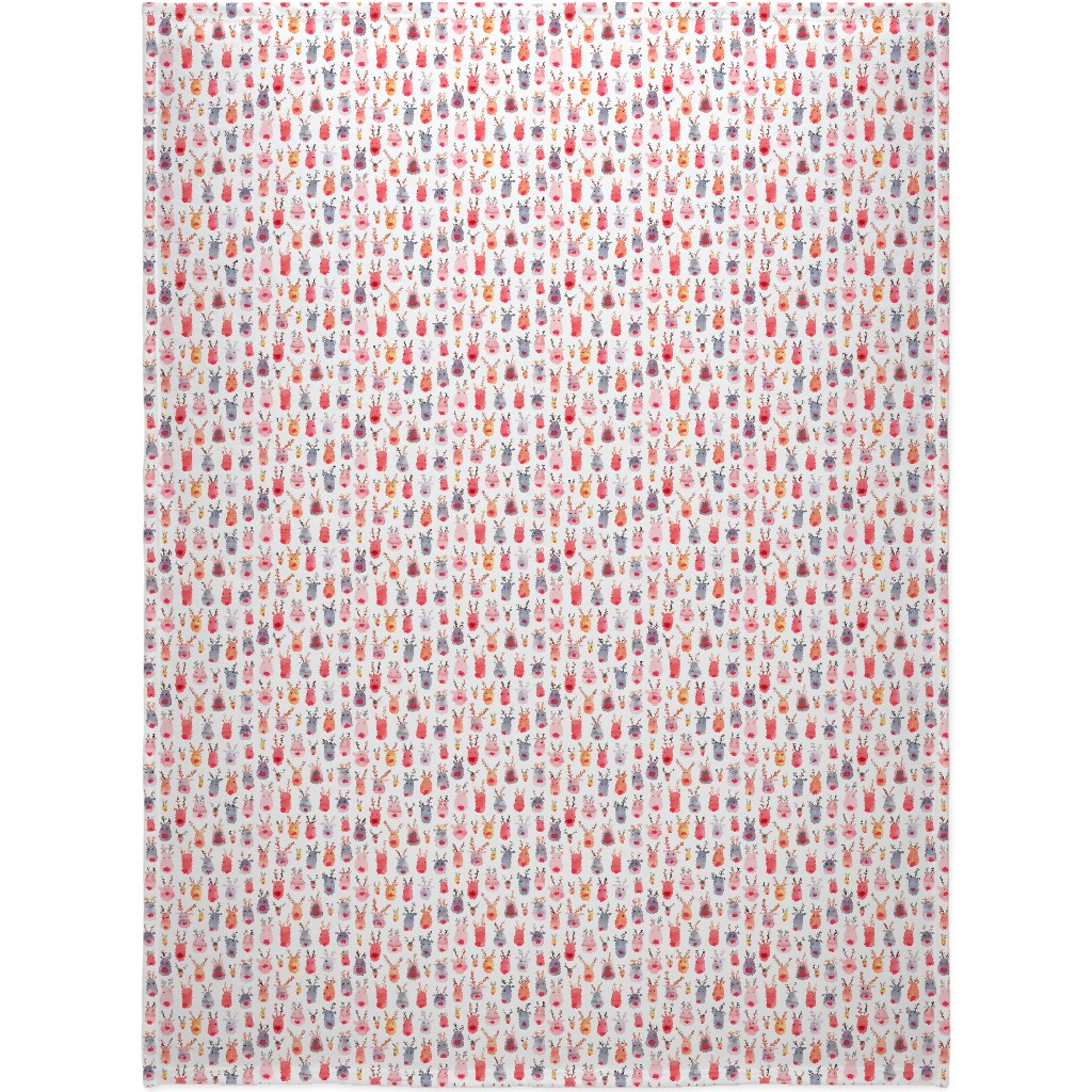 Rudolph Reindeers Blanket, Sherpa, 60x80, Red, White