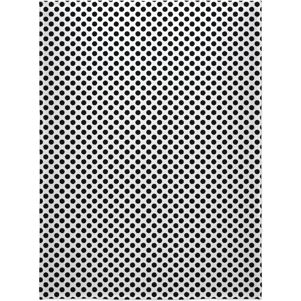 Polka Dot - Black and White Blanket, Sherpa, 60x80, Black