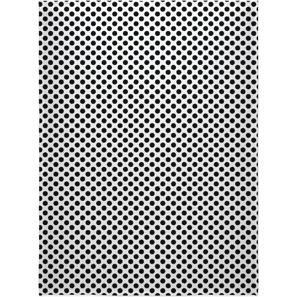 Polka Dot - Black and White Blanket, Sherpa, 60x80, Black