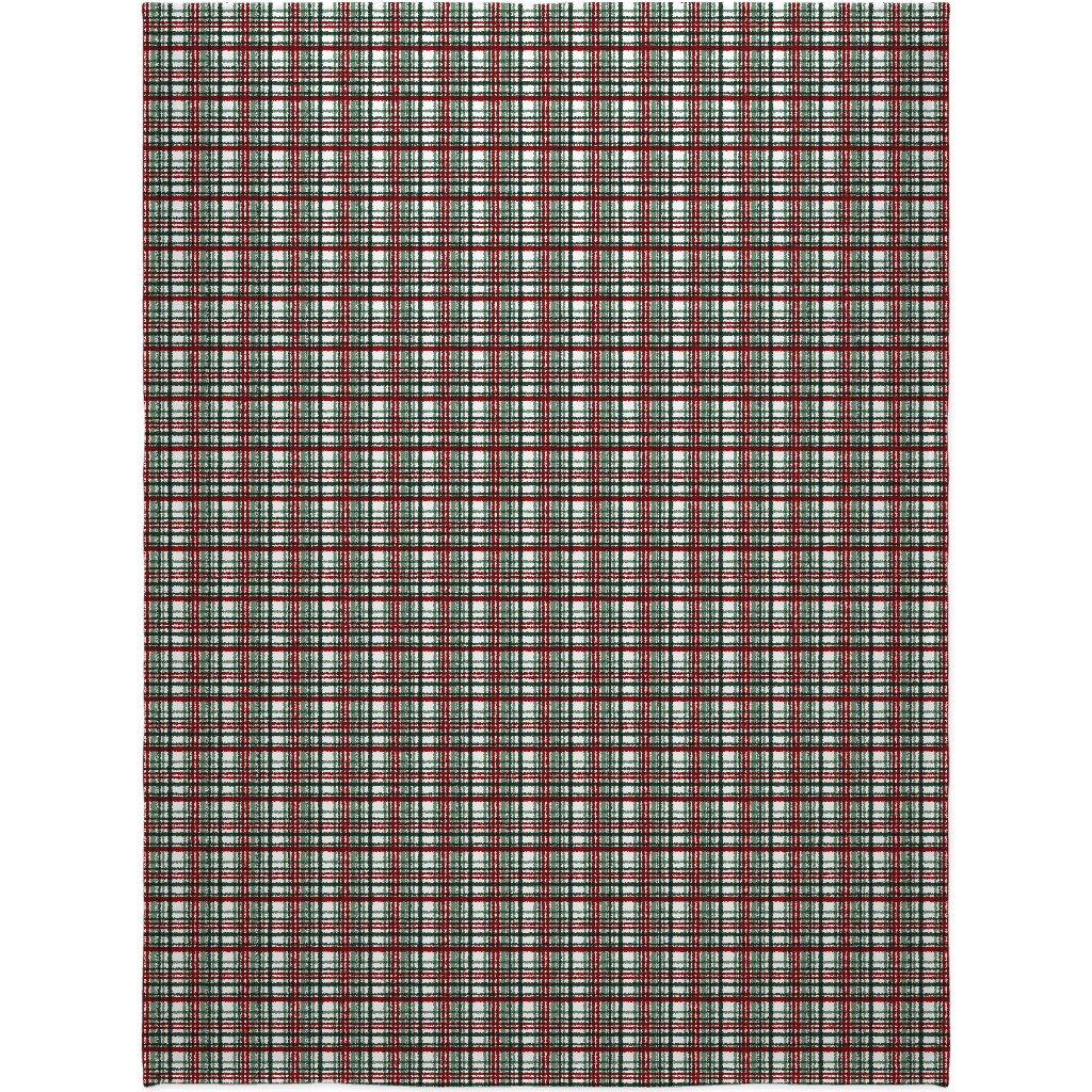Intricate Plaid Blanket, Sherpa, 60x80, Green