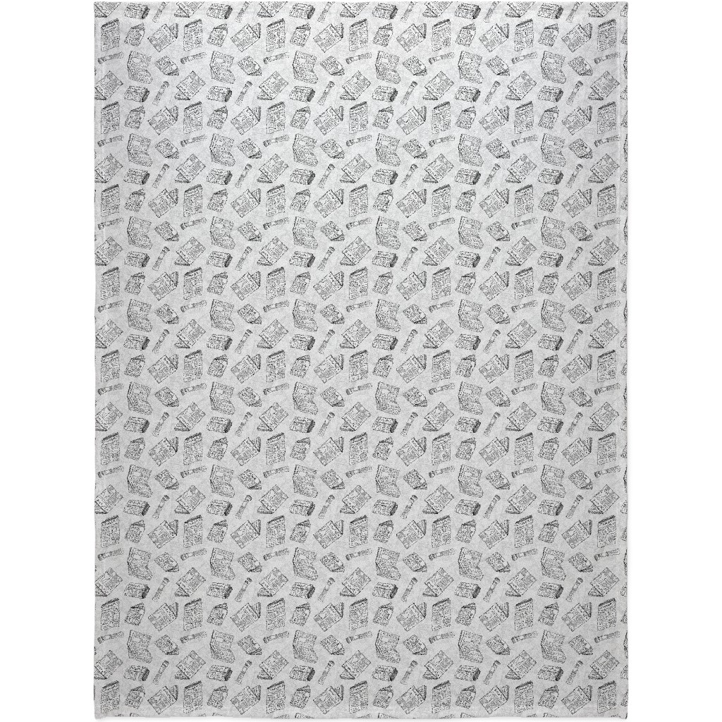 Newsprint Blanket, Sherpa, 60x80, White, Fog