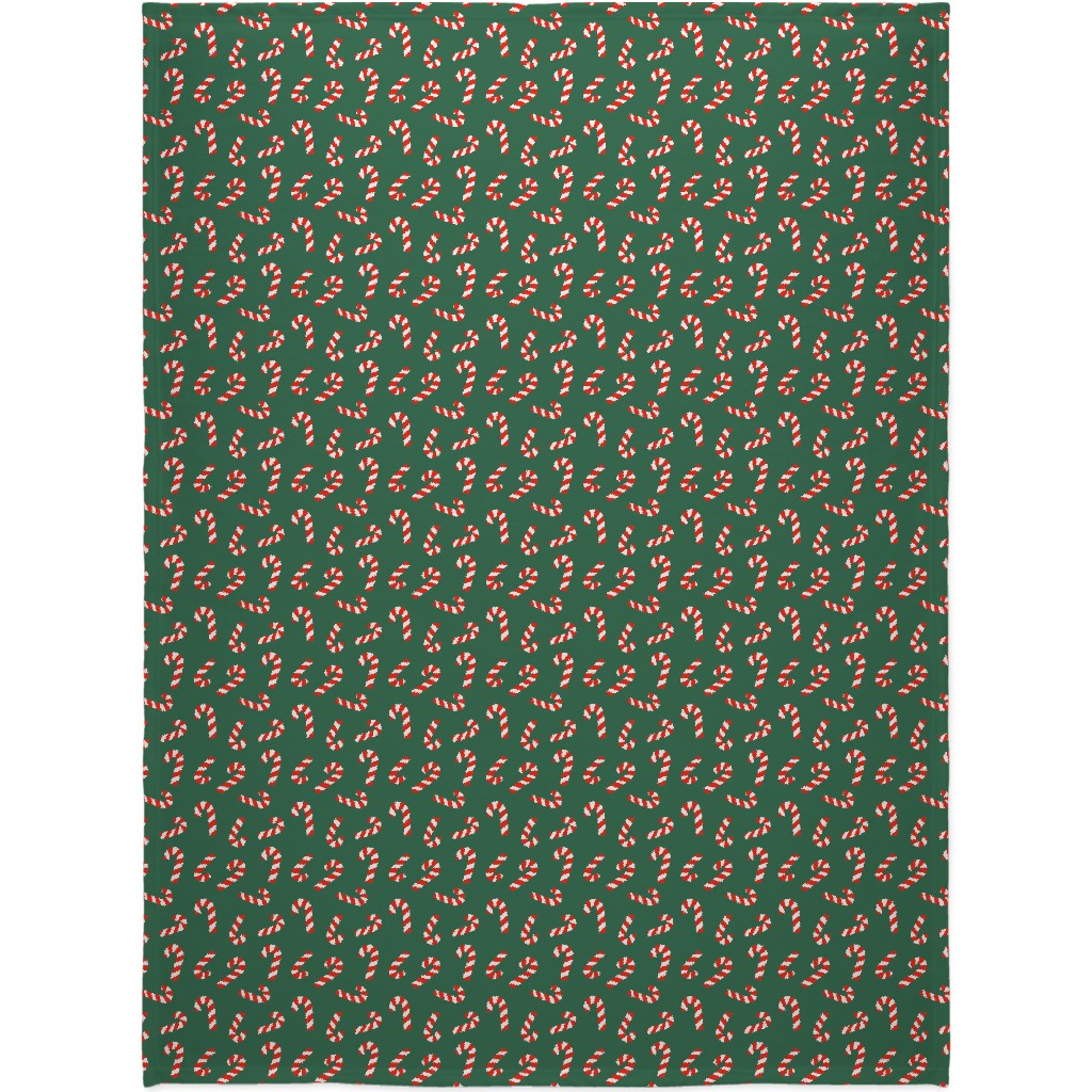 Candy Cane Pattern Blanket, Sherpa, 60x80, Green, Classic Green