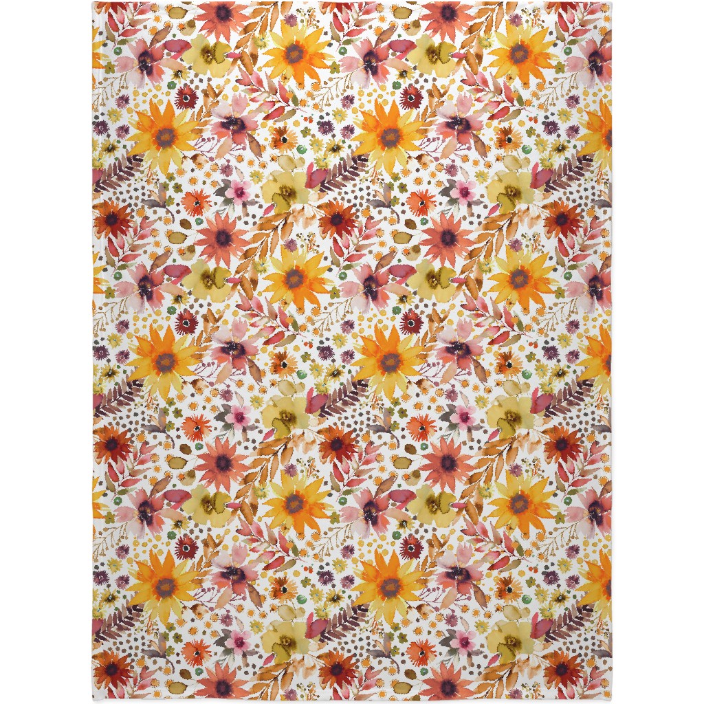 Big Sunflowers - Goldenrod Yellow Blanket, Sherpa, 60x80, Orange, Orange