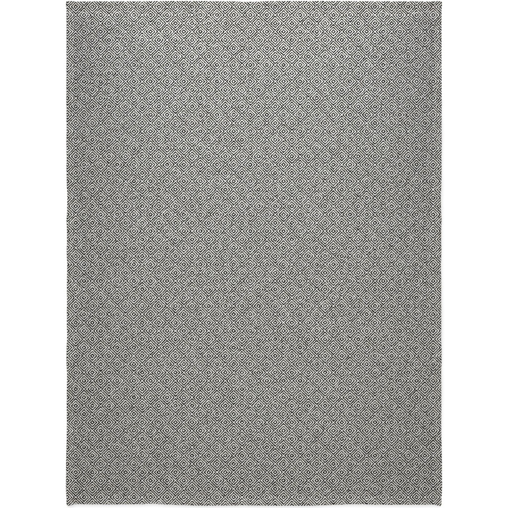 Diamond Pattern - Black and White Blanket, Sherpa, 60x80, Black