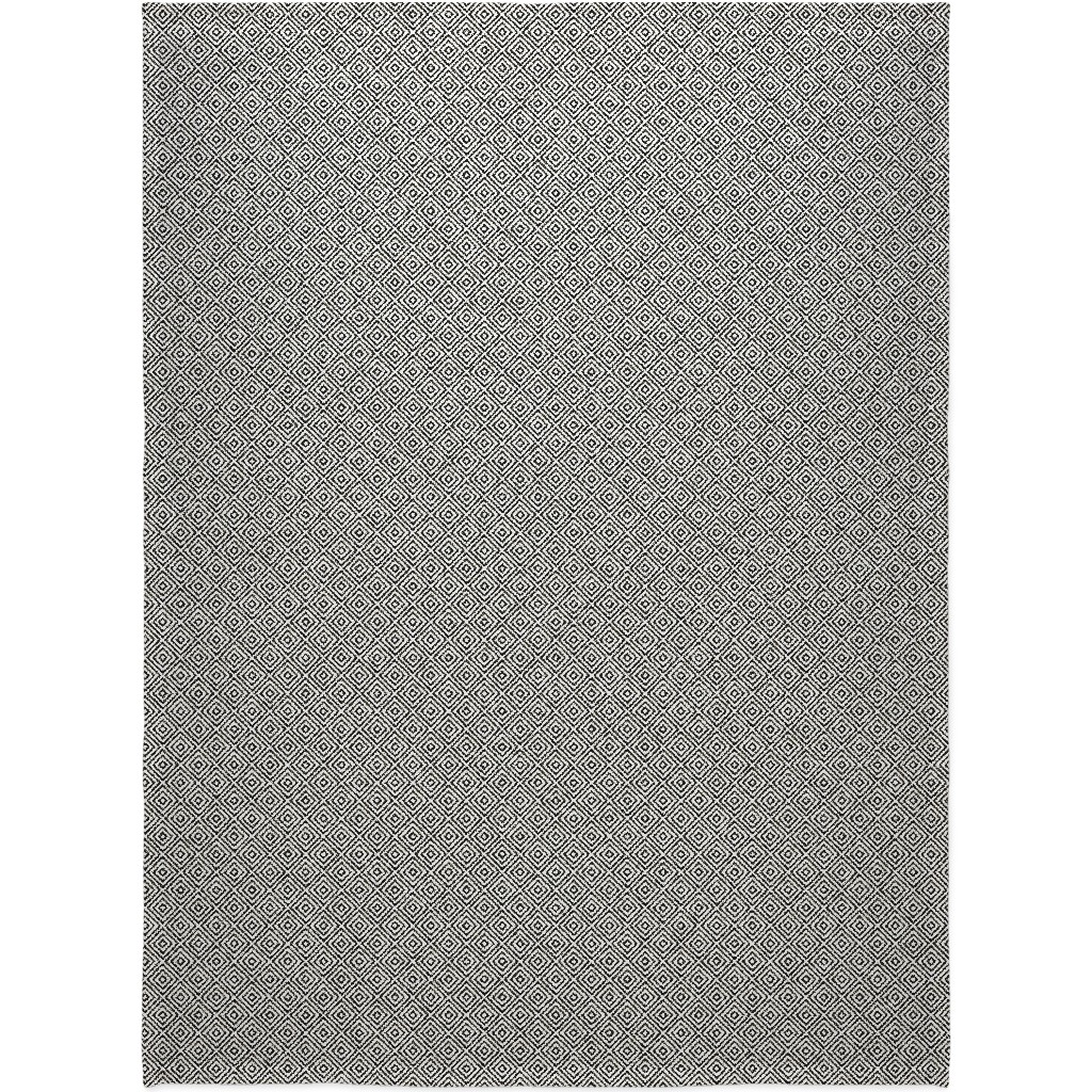 Diamond Pattern - Black and White Blanket, Sherpa, 60x80, Black