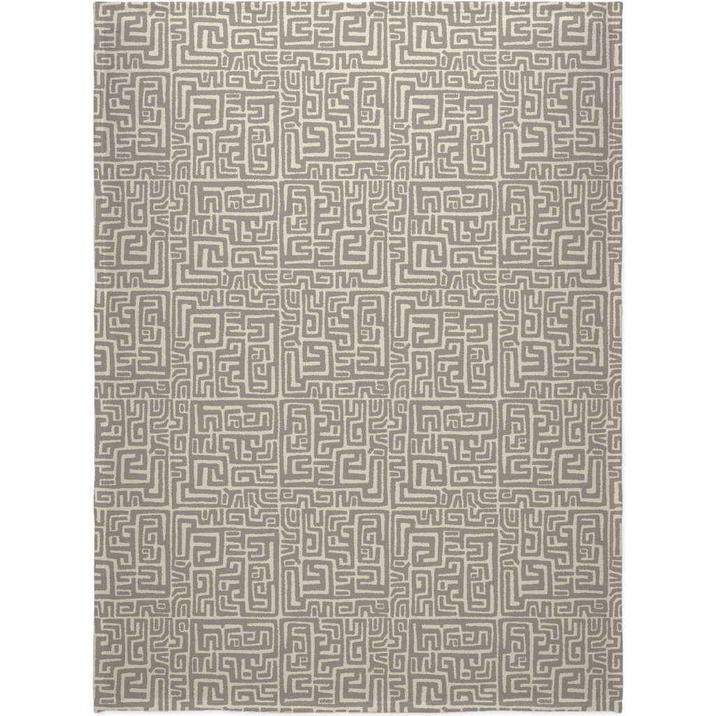 Maze Blanket, Sherpa, 60x80, Gray, Cafe
