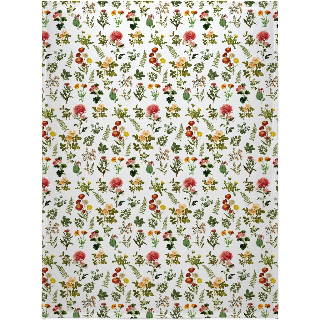 Lil Botanicals - White Blanket, Sherpa, 60x80, Green, Classic Green