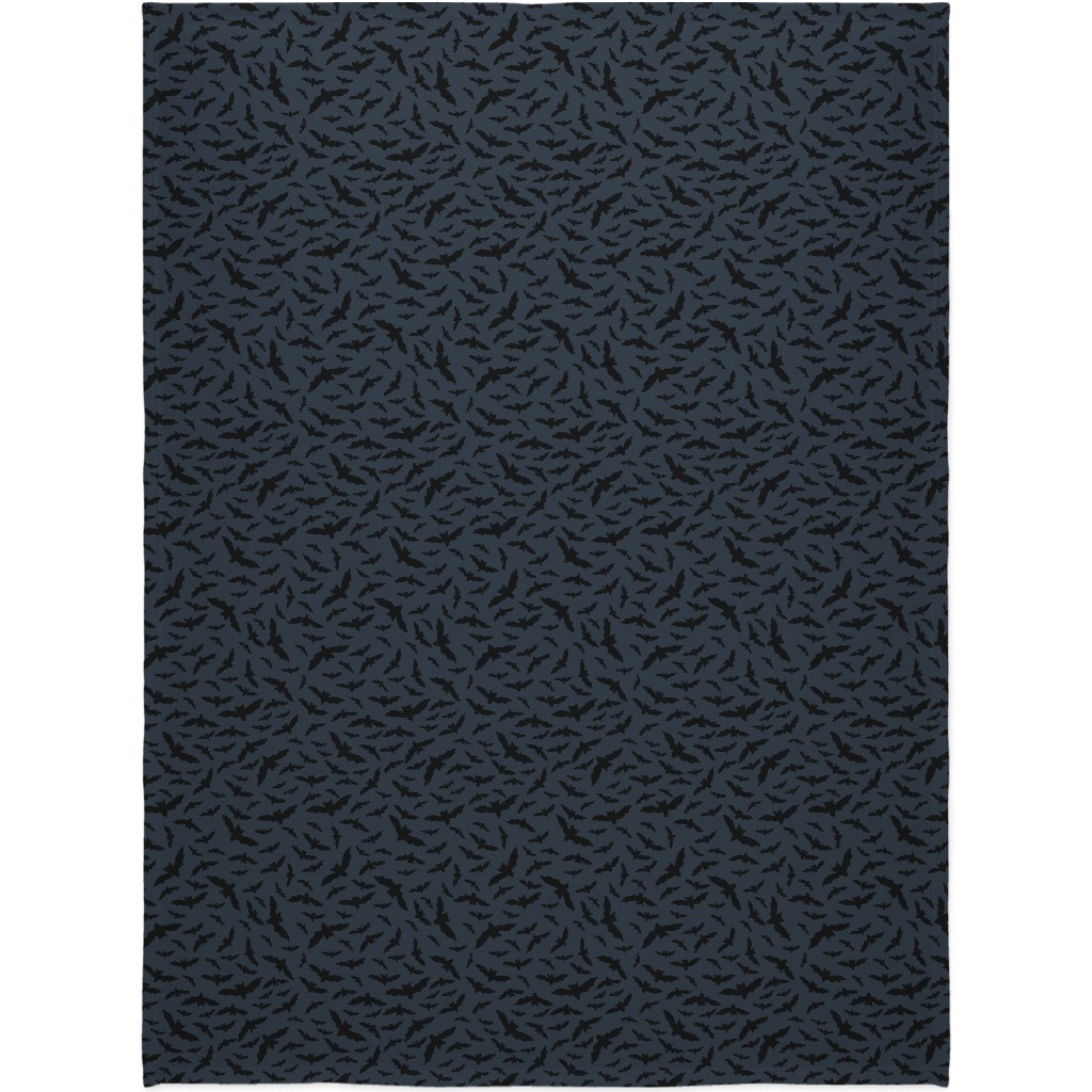 Black Bats Blanket, Sherpa, 60x80, Black, Charcoal