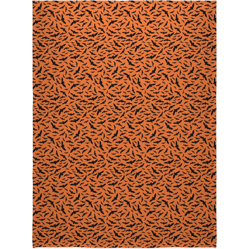 Black Bats Blanket, Sherpa, 60x80, Orange