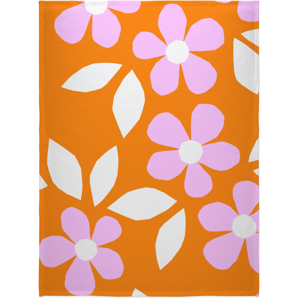 Retro Bloom Happy Floral Collage - Multi Blanket, Sherpa, 60x80, Pink