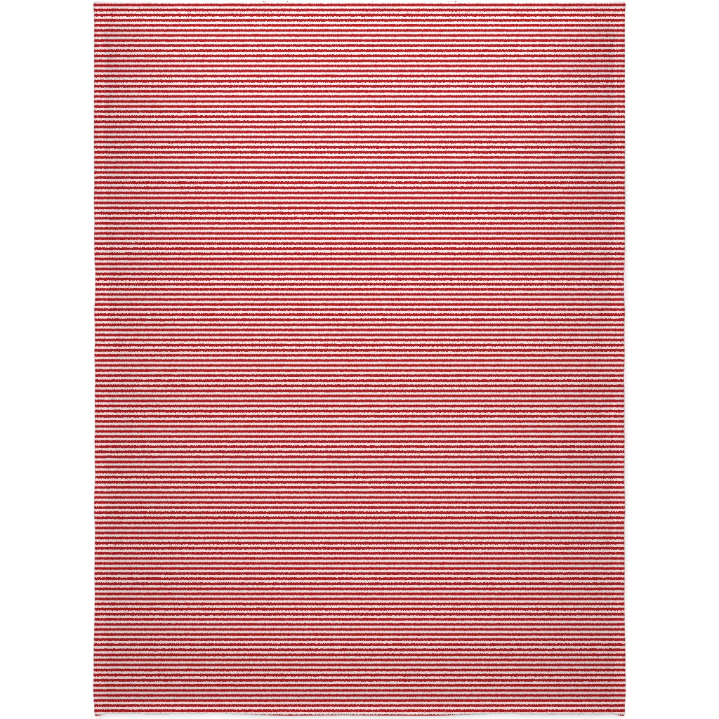 Horizontal Stripe Blanket, Sherpa, 60x80, Red