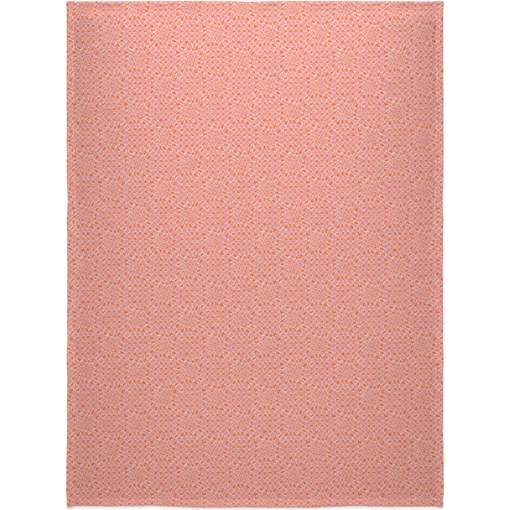 Trippy Checker - Floral - Pink and Orange Blanket, Sherpa, 60x80, Pink