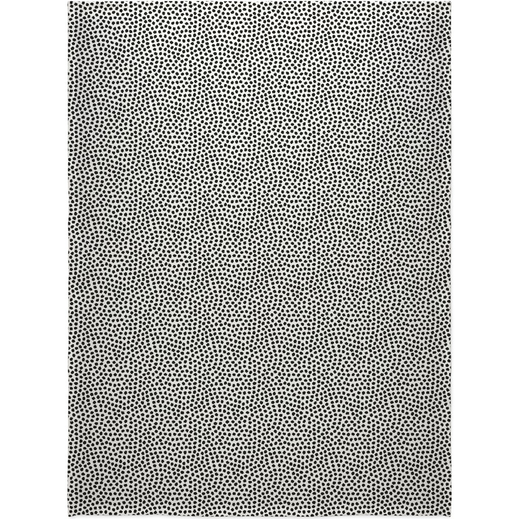Dots - Black and White Blanket, Sherpa, 60x80, White