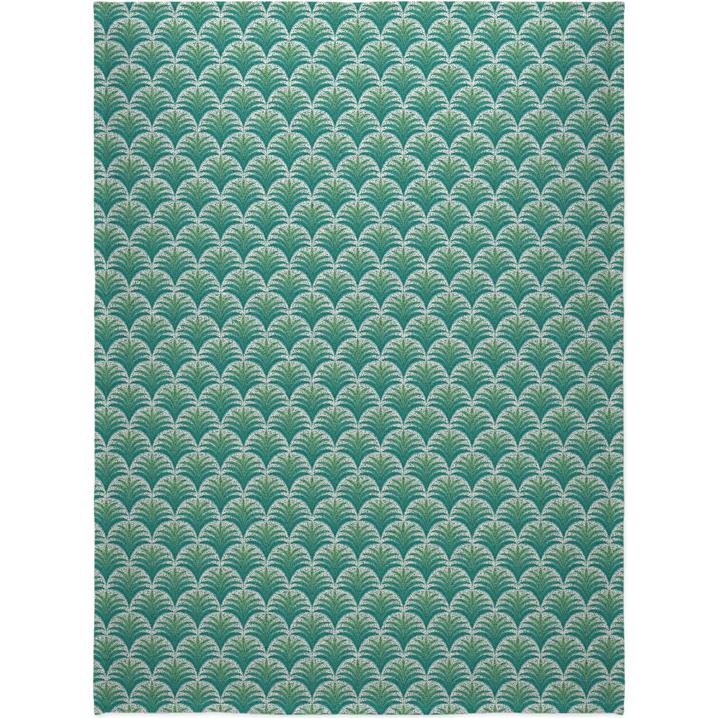 Boho Palms - Green Blanket, Sherpa, 60x80, Green