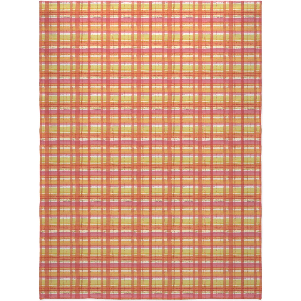 Summer Plaid Blanket, Sherpa, 60x80, Multicolor