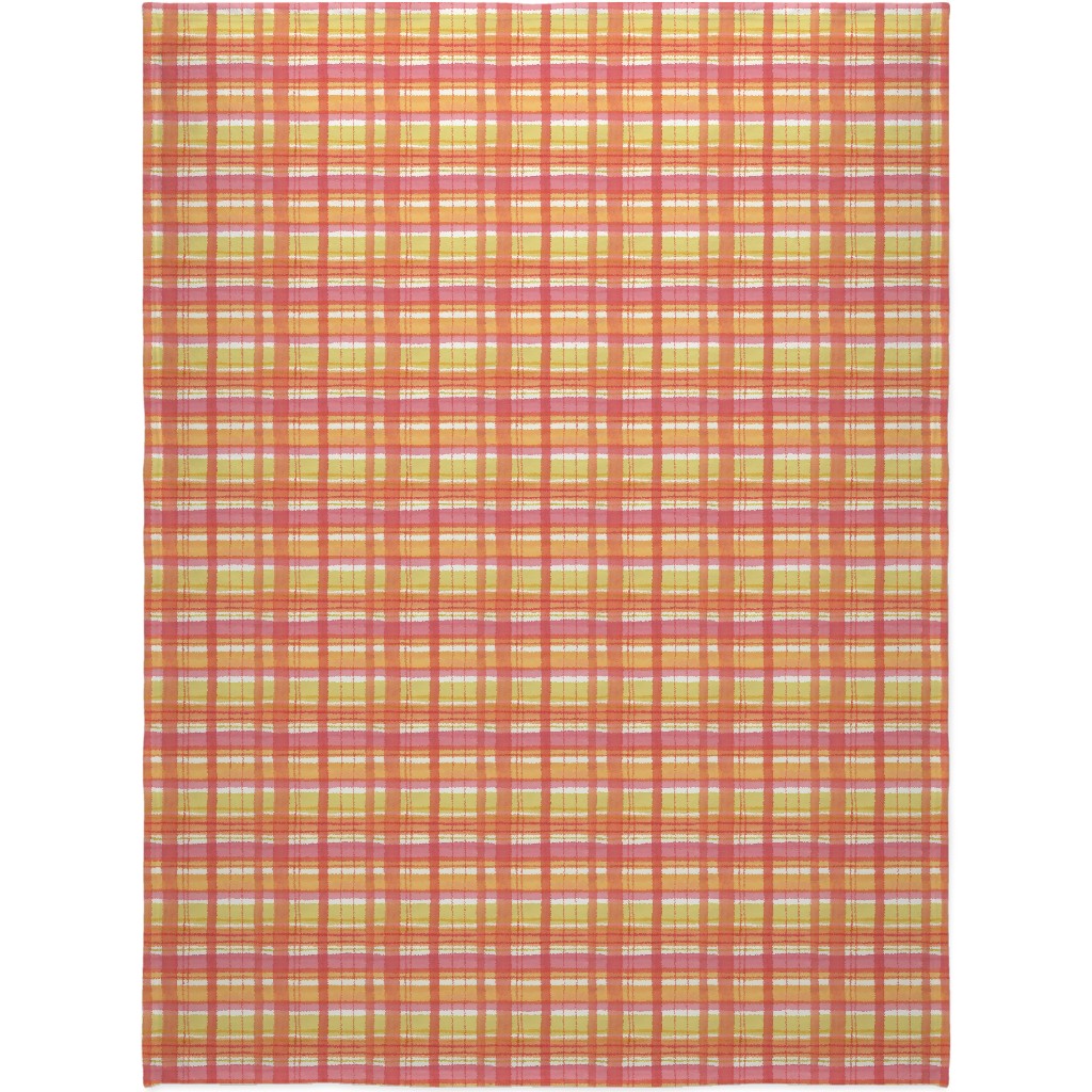 Summer Plaid Blanket, Sherpa, 60x80, Multicolor