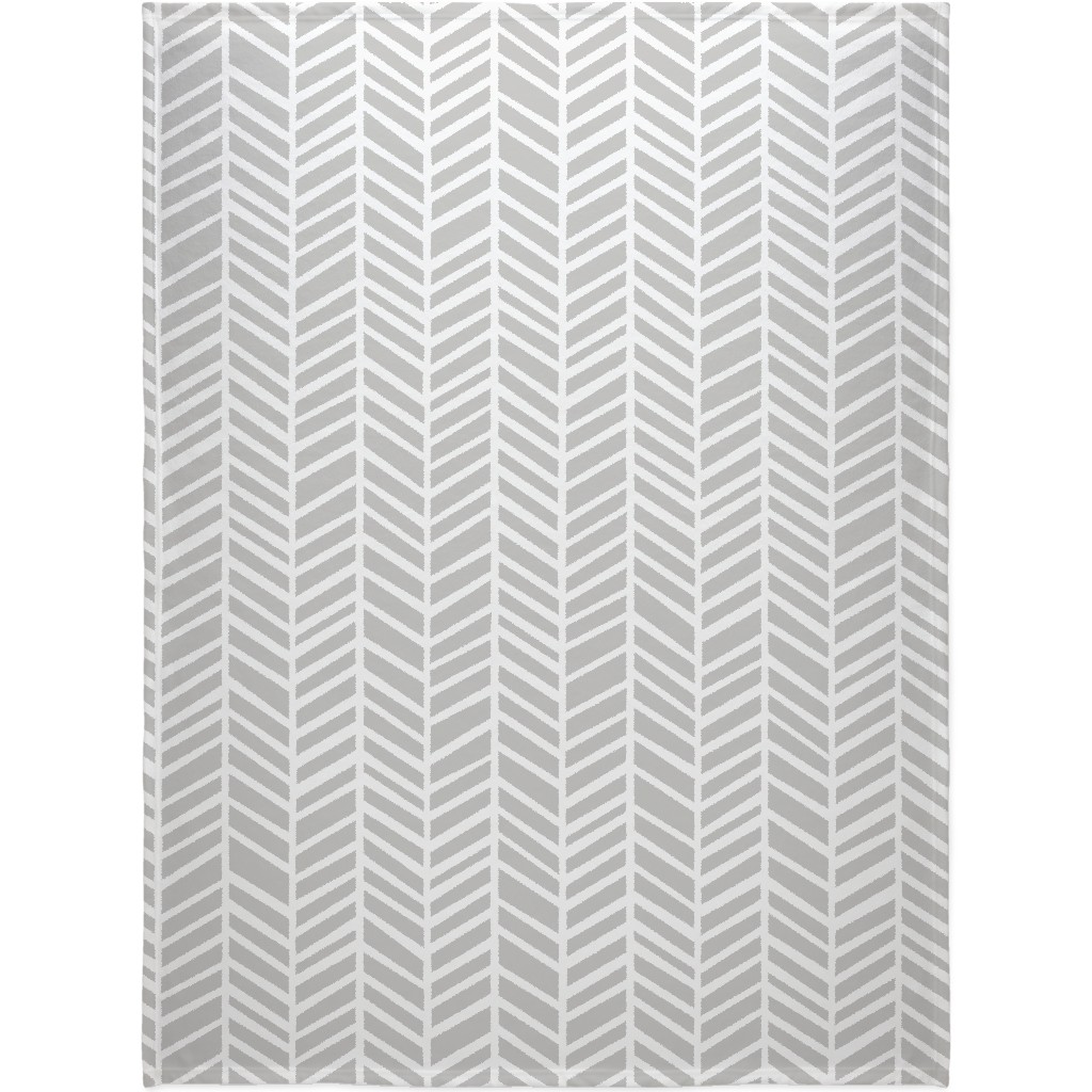 Herringbone Tender Shoots Blanket, Sherpa, 60x80, Gray, Smoke