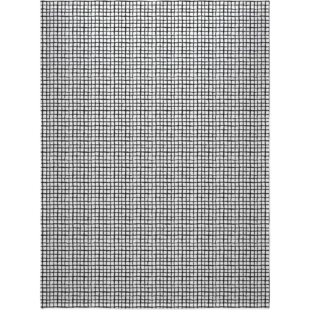 Simple Grid - Classic - Black and White Blanket, Sherpa, 60x80, Black