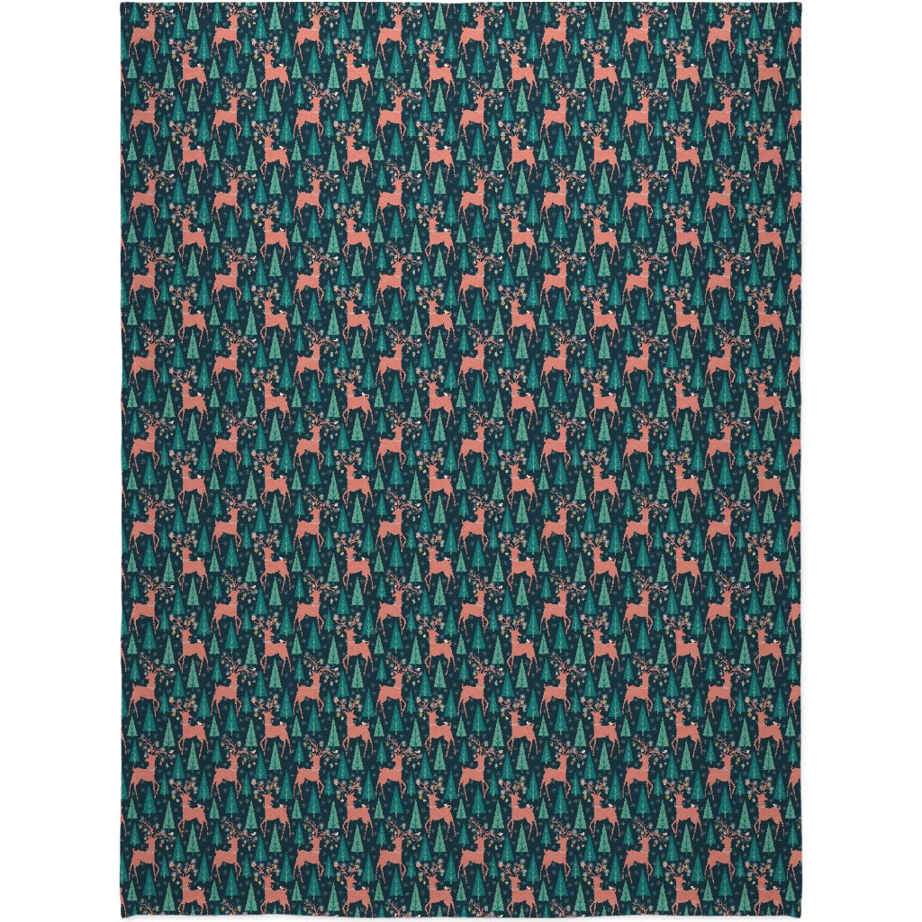 Forest Ornaments Blanket, Sherpa, 60x80, Multicolor