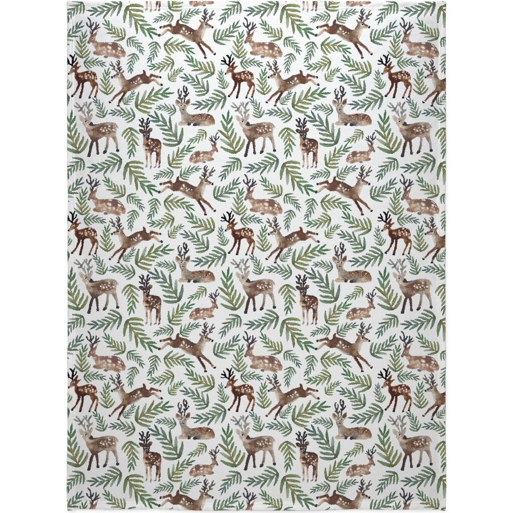 Loved Dearly - Green & Brown on White Blanket, Sherpa, 60x80, Green, Classic Green