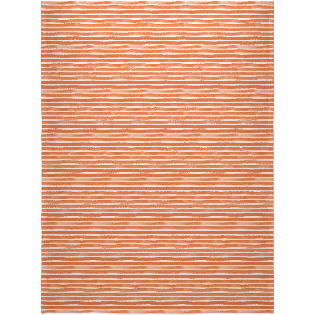 Imperfect Watercolor Stripes Blanket, Sherpa, 60x80, Orange