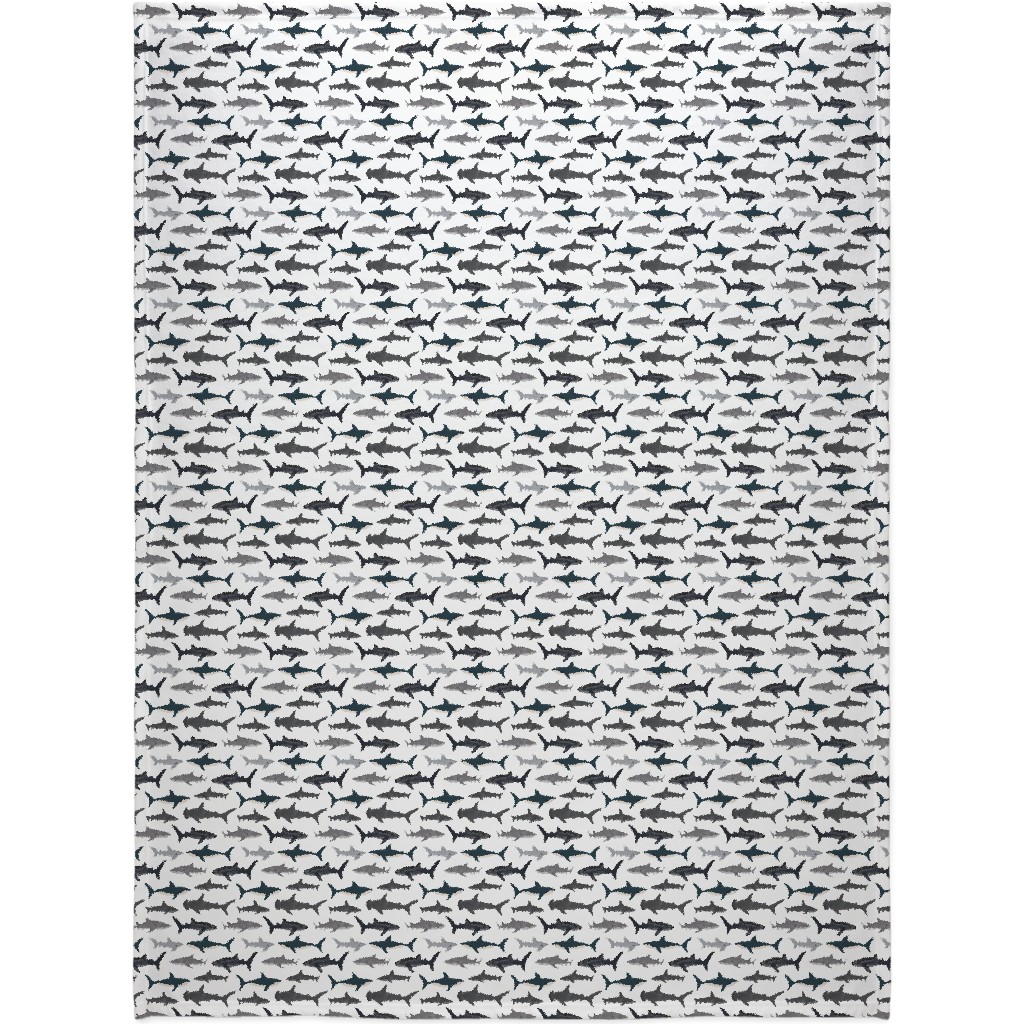 Sharks - Neutral Blanket, Sherpa, 60x80, Gray, Gray