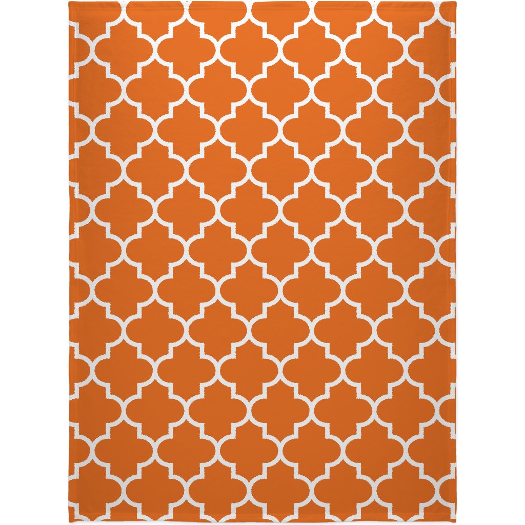 Quatrefoil - Orange Blanket, Sherpa, 60x80, Orange