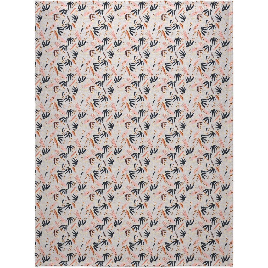 French Linen Floral - Pink Blanket, Sherpa, 60x80, Pink