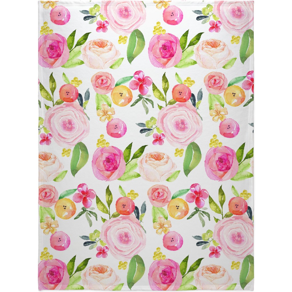 Spring Peonies, Roses, and Poppies - Pink Blanket, Sherpa, 60x80, Pink, Bright Pink