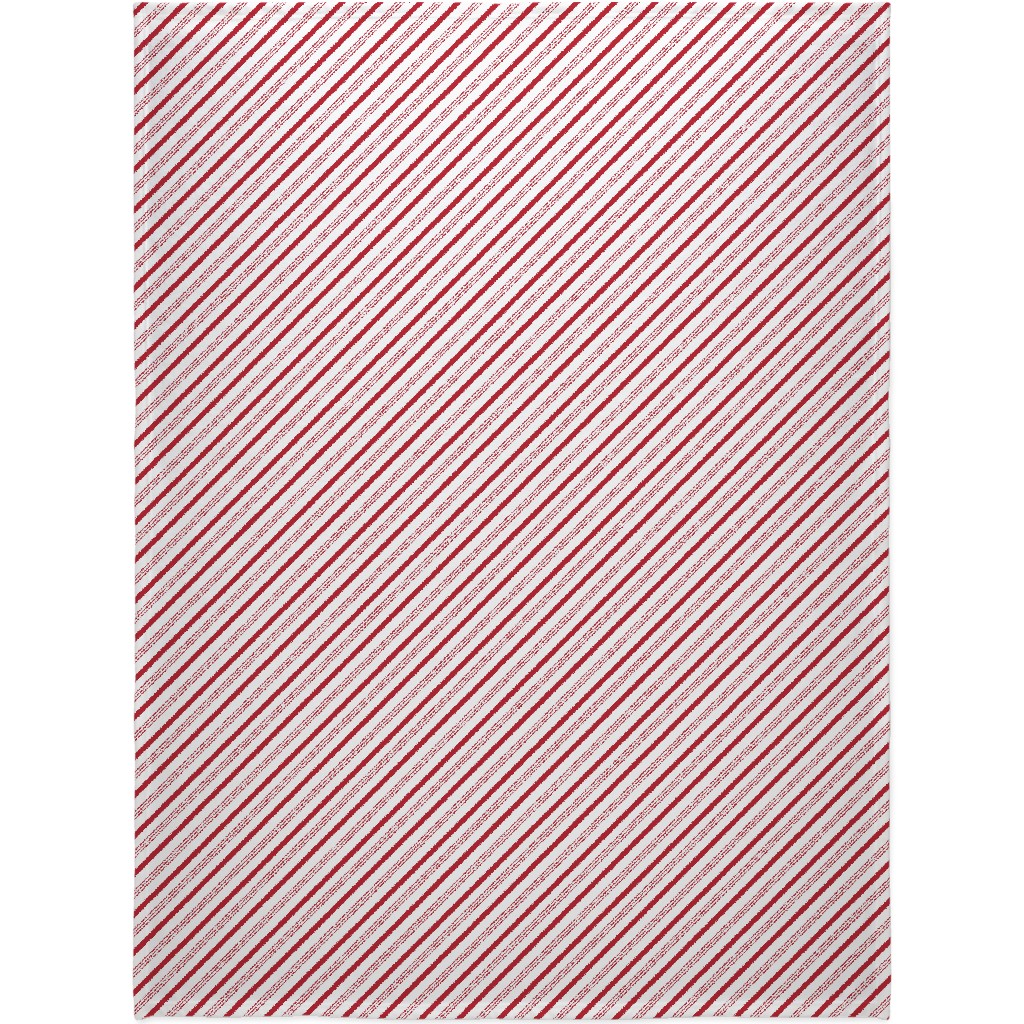 Candy Cane Stripes - Red on White Blanket, Sherpa, 60x80, Red, Red