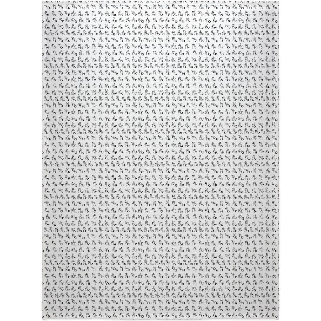 Sign Language Alphabet Blanket, Sherpa, 60x80, White, White