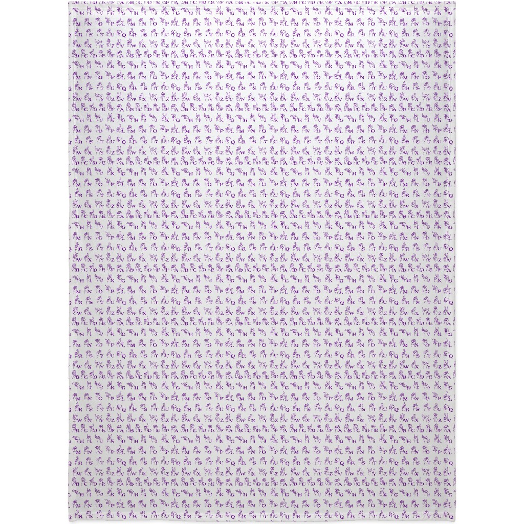 Sign Language Alphabet Blanket, Sherpa, 60x80, Purple, Crystal Ball