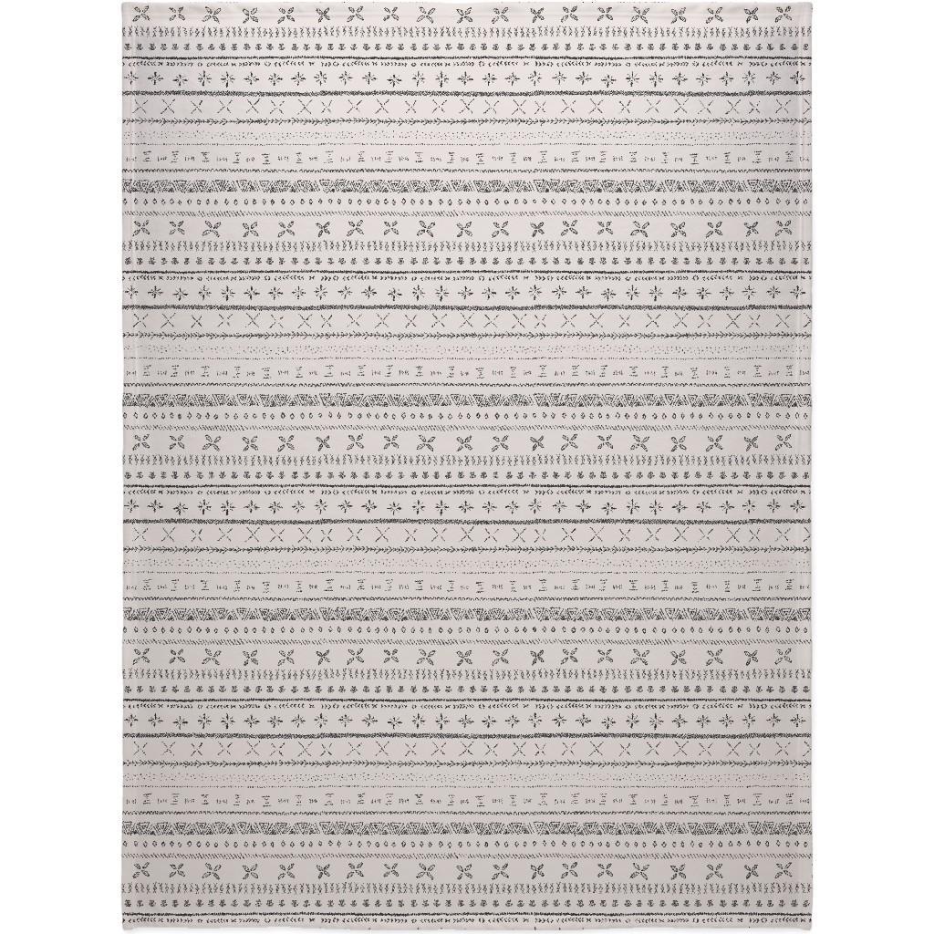 Boho Print Blanket, Sherpa, 60x80, Beige, Silver Lining