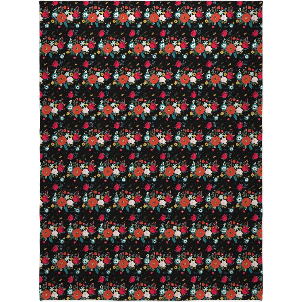 Winter Fields - Black Blanket, Sherpa, 60x80, Multicolor