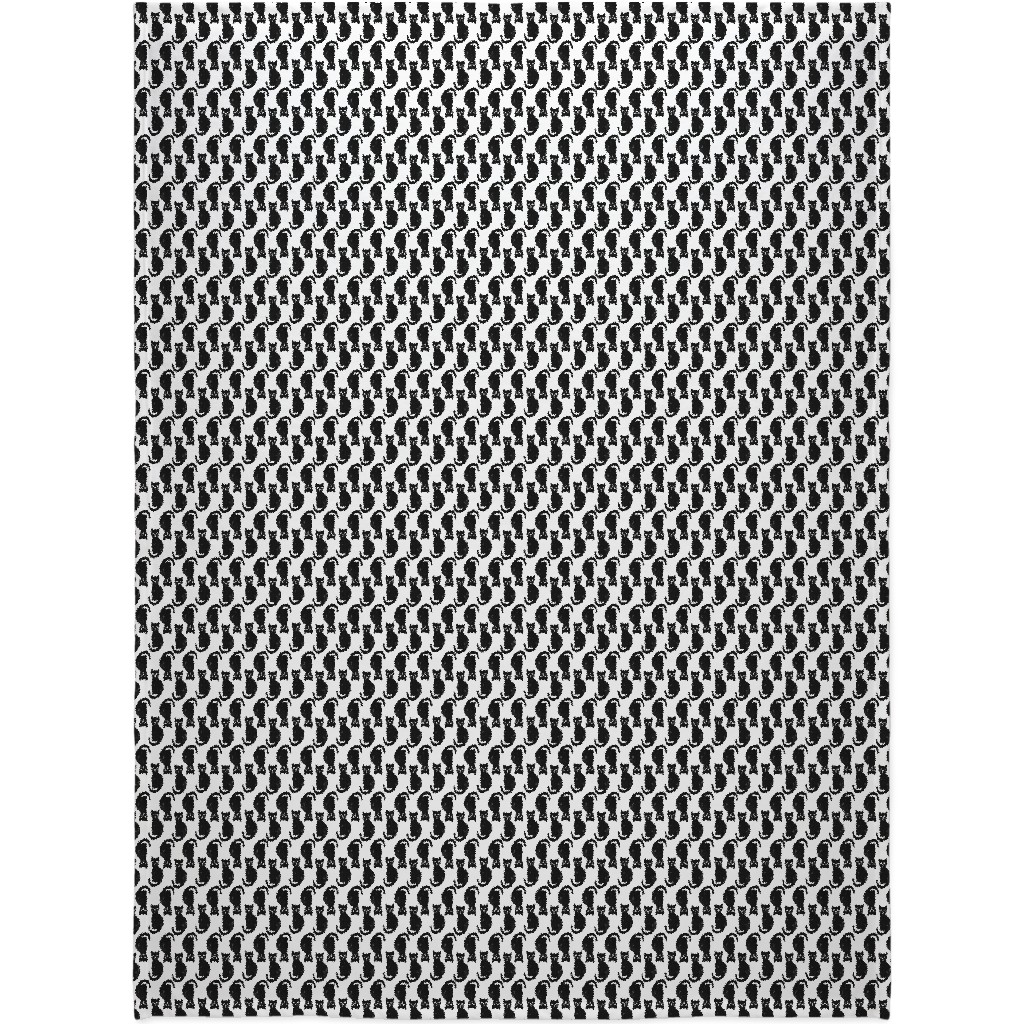 Black Cat Blanket, Sherpa, 60x80, Black, Black